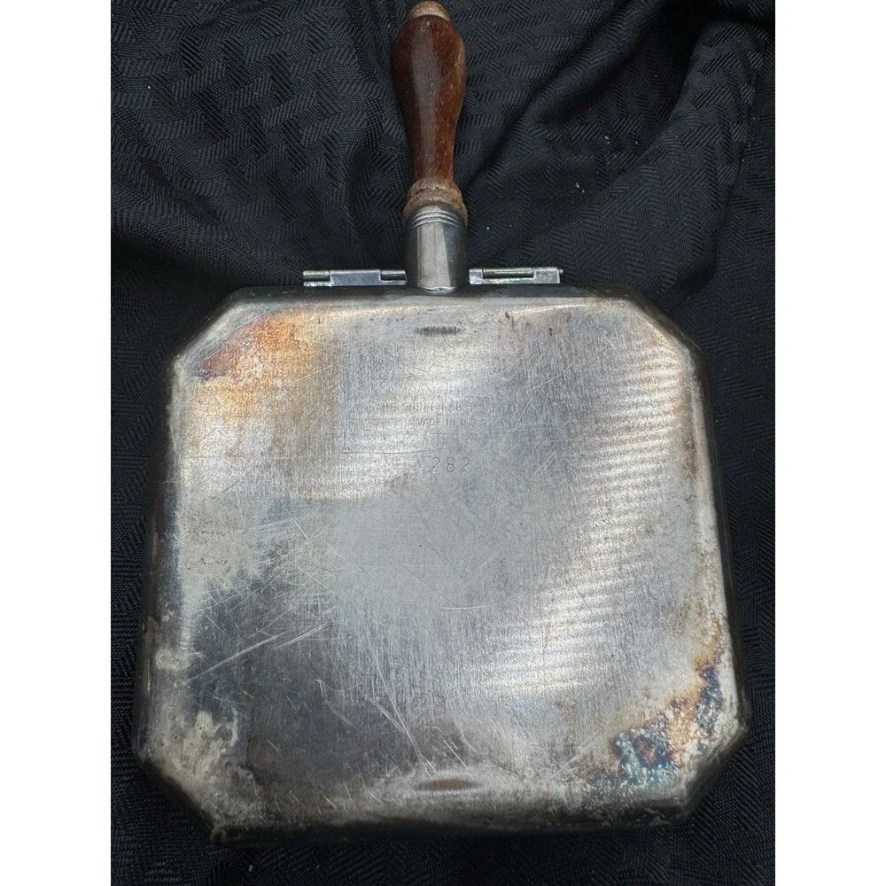 1900s Sheffield Silverplate Silent Butler Wooden Handle Glass Liner Vtg AZ